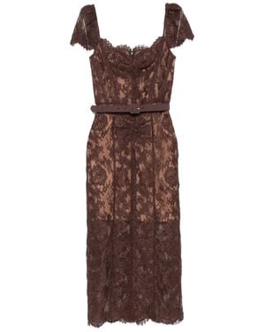 Self-Portrait Lace Belted Maxi Dress - Brown
