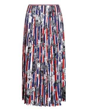 Thom Browne Hector Dog Pleated Silk Skirt - White