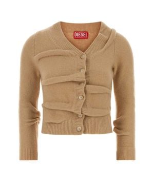 DIESEL Stretch Wool Blend M-Ava Cardigan - Natural