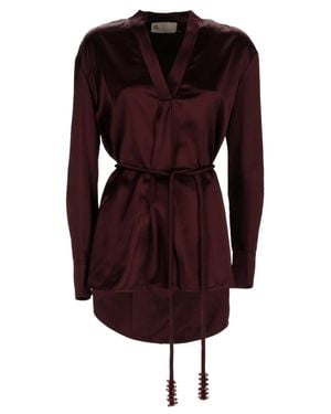 Tory Burch Top With Belt Viscose Tops - Red