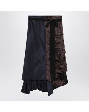 Prada Patchwork Faille Wrap Skirt - Blue