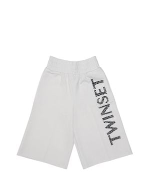 Twinset Logo-Embellished Mini Shorts - White