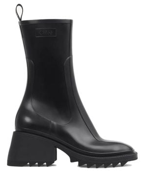 Chloé Back Loop Square Toe Boots With 50Mm Heel - Black