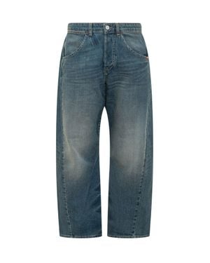 AMISH Twist Five-Pocket Jeans With Curved Hem - Blue