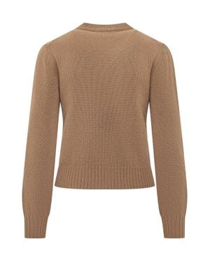 Ami Paris Crewneck Cardigan - Brown
