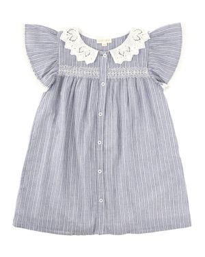 Louise Misha Mini Striped Organic Cotton Dress For Girls - Purple