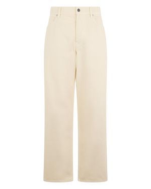 Stone Island Loose And Straight Cotton Pants - Natural