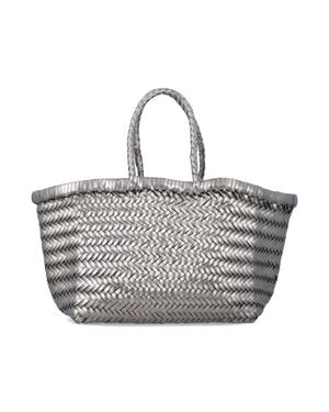 Dragon Diffusion Mini Leather Bag With Foil Finish - Gray