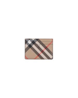 Burberry Sandon Checked Coated-Canvas Card Holder - White