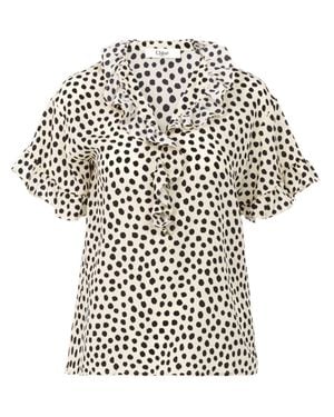 Chloé Short-Sleeve Dotted Print Blouse - White