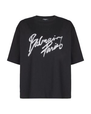 Balmain Classic Brush Print T-Shirt - Black