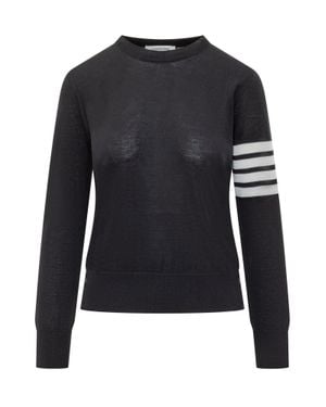 Thom Browne Pullover Rethexed Fit Mini With Quattro Band - Black