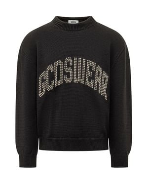 Gcds Studded Logo Crewneck Sweatshirt - Black