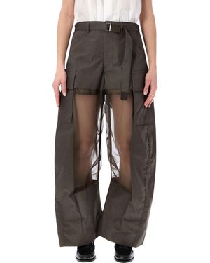 Sacai Sheer Cargo Pants Cotton - Green