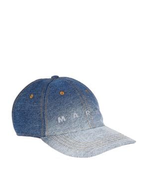 Marni Baseball Hat Crafted From Washed Dégradé Cotton Denim - Blue