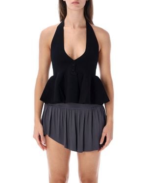 GIMAGUAS Halter Peplum Top - Black