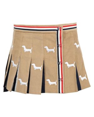 Thom Browne Hector Embroidered Corduroy Mini Skirt - Natural