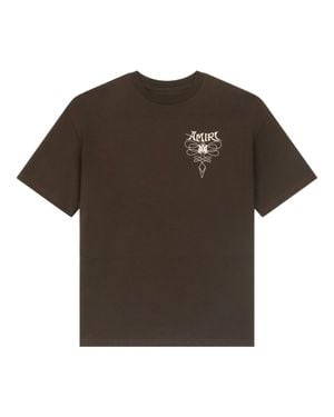 Amiri Logo Graphic Cotton Crewneck T-Shirt - Brown