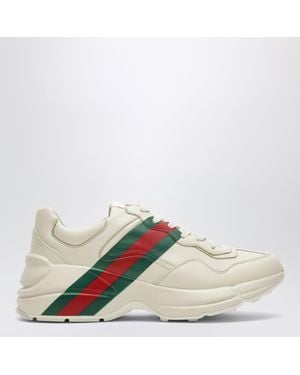 Gucci Rhyton Ivory Leather Sneakers - White