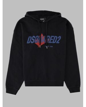 DSquared² Graphic Logo Cotton Hoodie - Black