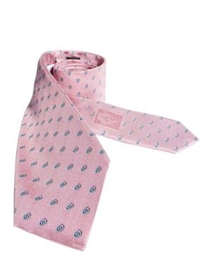 Gucci Jacquard Silk Double G Crest Mini Tie, 7 Cm X 146 Cm - Pink