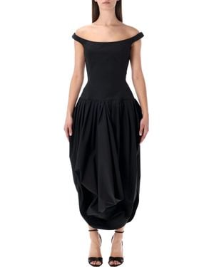 Magda Butrym Draped Off-Shoulder Gown - Black