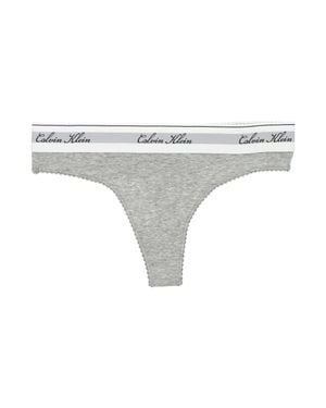 Calvin Klein Logo Waistband Thong - Gray
