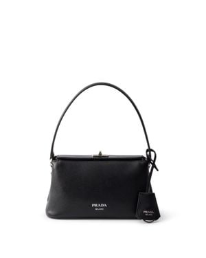 Prada Midi Saffiano Leather Handbag For - Black