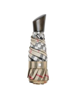 Burberry Compact Folding Umbrella With Classic Check Design (100Cm) - White