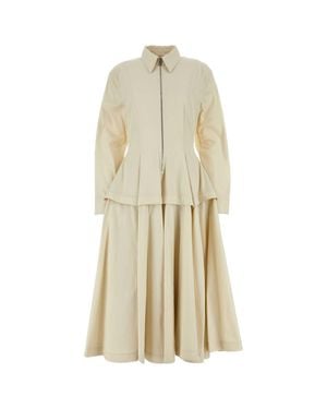 Bottega Veneta Sand Cotton Blend Shirt Dress - White