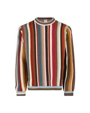 Paul Smith Striped Merino Wool Crewneck Sweater - Red