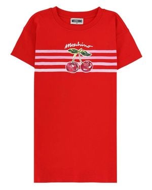 Moschino Chic Cotton Mini Dress For Girls - Red
