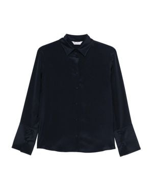 Max Mara Pure Pure Silk Long Sleeve Shirt With Button Closure And Classic Collar - Blue