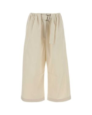 Loewe Ivory Cotton Blend Wide-Leg Pant - White