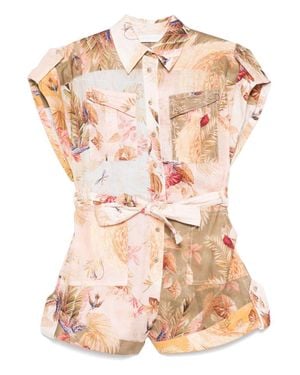 Zimmermann Ascension Cuffed Playsuit - Pink