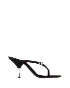 Saint Laurent Crepe Jerry Sabot Pumps With 8 Cm Heel - Black