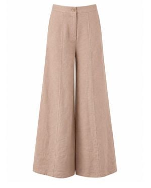 Semicouture Chic Linen Pants For - Natural