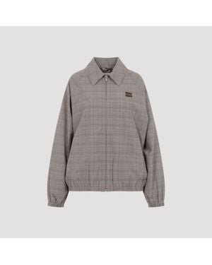 Miu Miu Tabacco Check Blouson - Gray