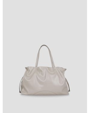 Tory Burch Recycled Drawstring Mini Tote Handbag - White