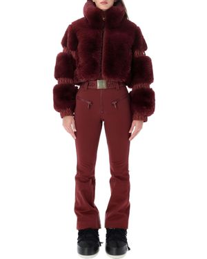 Goldbergh Cropped Faux Fur Puffer Jacket - Red