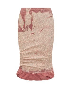 DIESEL Stylish Midi Skirt With Ruffled Hem - Pink