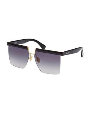 Max Mara Sunglasses Square Semi Rim, Shiny Frame And Smoke Gradient Lens Mm007101A - Blue