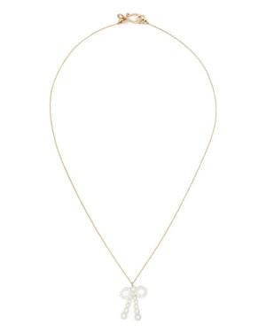 Sophie Bille Brahe Simple Bow Pearl Necklace - White