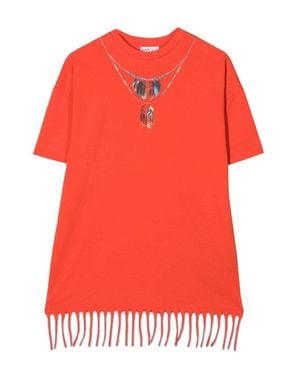 Marcelo Burlon Mini Feather Fringe Dress - Red
