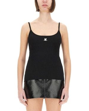 Courreges "Reedition" Knit Tank Top - Black