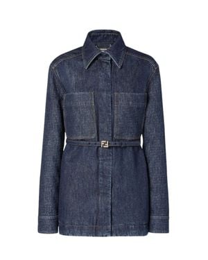 Fendi Denim Belted Jacket - Blue