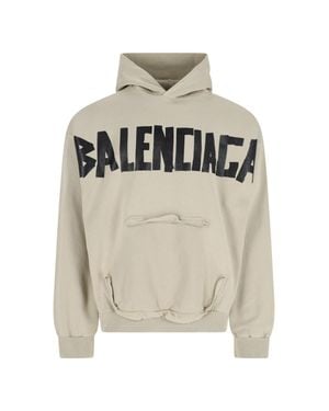 Balenciaga Tape Type Ripped Pocket Hoodie - Gray