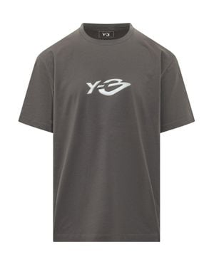 Y-3 Logo Long Sleeve Tee - Gray