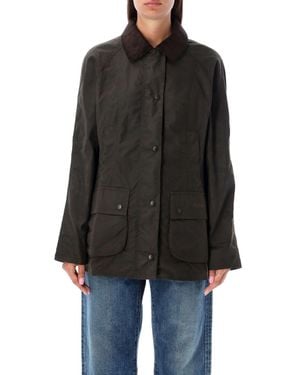 Barbour Beadnell Heritage Waxed Jacket With Corduroy Collar - Black