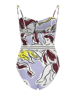 Tory Burch One Piece Swimsuit With Print - White